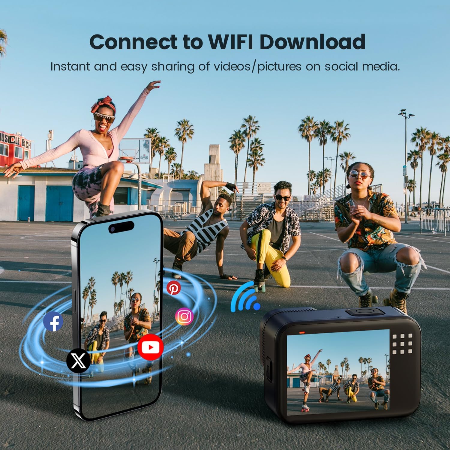 4K 60FPS 48MP WiFi Action Camera with Touch Screen, 50FT Underwater Waterproof Camera, No Case Needed, EIS Motorcycle Camera, 8X Zoom, 64GB Card, Remote Control, Batteries & Mounting Kits - Image 5