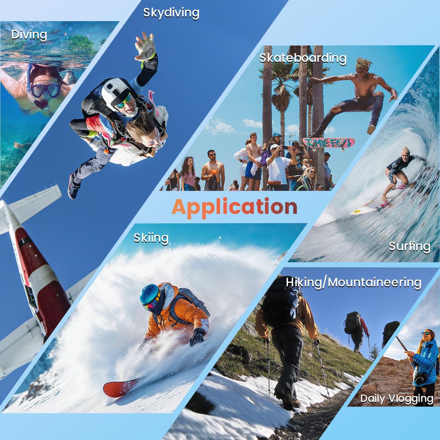 4K 60FPS 48MP WiFi Action Camera with Touch Screen, 50FT Underwater Waterproof Camera, No Case Needed, EIS Motorcycle Camera, 8X Zoom, 64GB Card, Remote Control, Batteries & Mounting Kits - Image 7