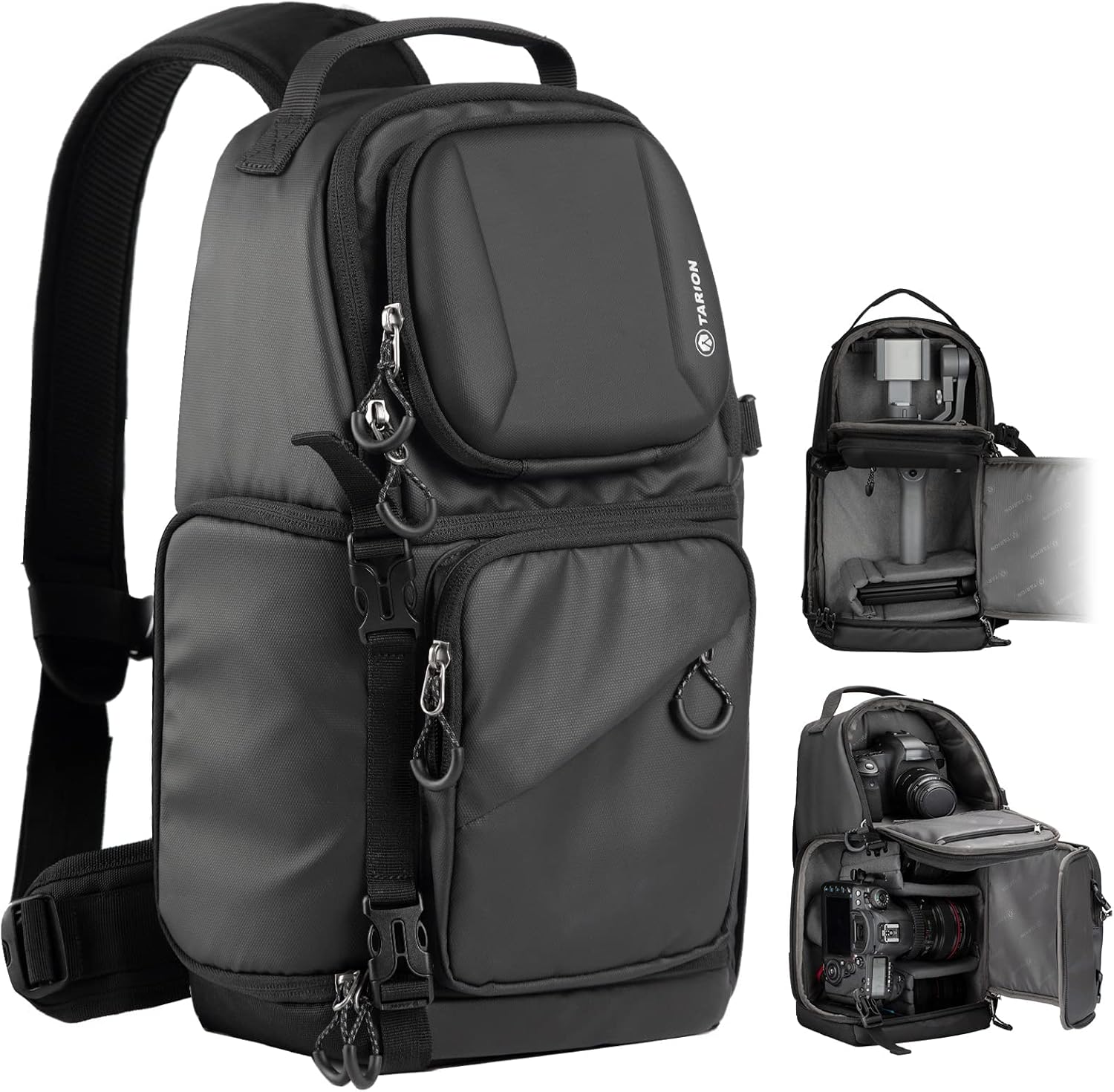 TARION Waterproof Camera Sling Bag Backpack - DSLR Sling Camera Bag for Photographers, Cross body Sling Bag with Raincover Tripod Holder Photography Slingpack Black TR-S - Image 8